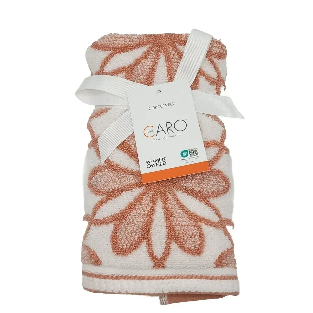 Caro Home 6pc Daisydays Cotton‎ Bath Towel Set 2Bath 2Hand 2Tip Rose And White